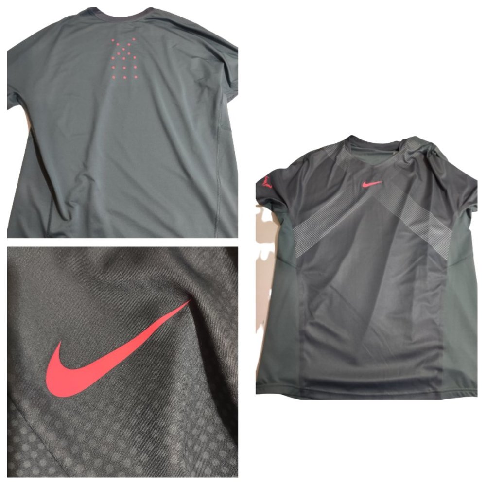 Nike Mens Short Sleeve Dri-Fit Shirt Pink Logo Size L